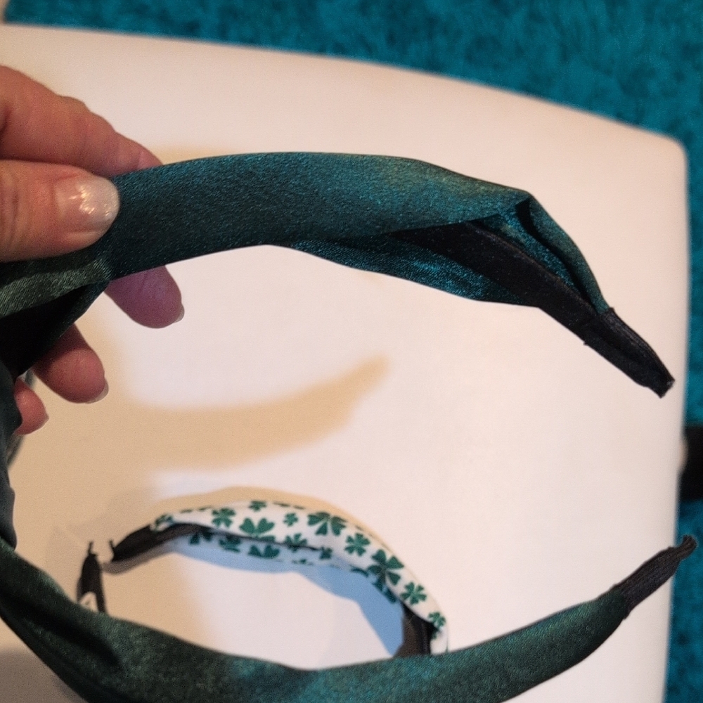 Elegant Green and White 3 Piece Headband Set - Picture 6 of 7
